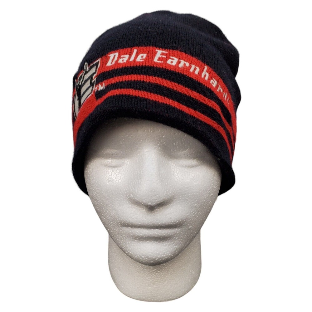 Vintage‎ 90s NASCAR Racing Dale Earnhardt Beanie Cap Unisex Black Red Acrylic